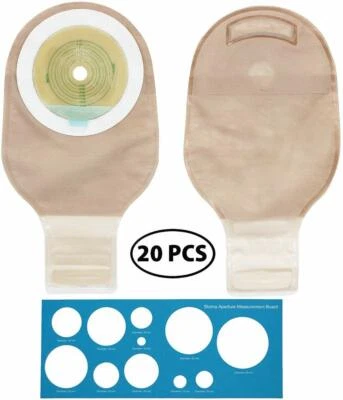 LOTFANCY 20Pcs Ostomy Bags One Piece Drainable Pouches for Colostomy Ileostomy Stoma Care