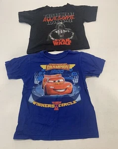 Disney Cars Size S/CH (5/6) And Star Wars Size S 6/7boys Shirt Lot - Picture 1 of 13