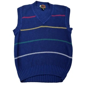 Boston Traders Mens Vintage Cotton Knit Grandpa Sweater Vest Stripes Size XL - Picture 1 of 9