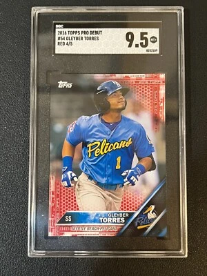 Gleyber Torres 2016 Topps Pro Debut Red Parallel /5 Yankees SGC 9.5 - Image 1 of 2