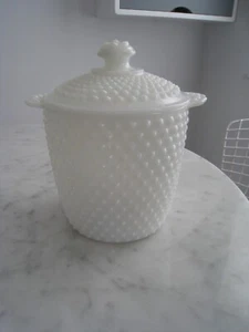 Anchor Hocking Hobnail Milk Glass Ice Bucket with Lid - Cookie Jar - Picture 1 of 7