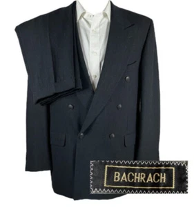 Bachrach Coat USA Blazer Jacket Mens 42L Black 100% Cashmere Double Breasted - Picture 1 of 9