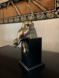 Vintage Art Deco Brass Puma Panther Figurine Statue Pedestal Art - Picture 1 of 15