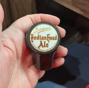 A) RARE IROQUOIS INDIAN HEAD BEER BALL TAP KNOB IROQUOIS BREWING CO BUFFALO NY - Picture 1 of 3