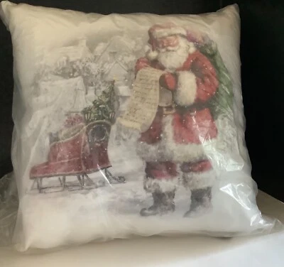 ALMOHADA Pottery Barn nostálgica lista de santa 20x20" Navidad NUEVA con ETIQUETAS Foto 1 de 3