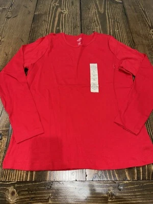 Camiseta manga larga cuello redondo talla grande St. John’s Bay - roja Foto 1 de 4