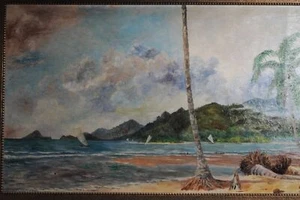 Antique Painting Indonesia 1931 Sumatra Telok betong Sea Landscape Van Zengen - Picture 1 of 1