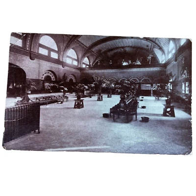Postcard TX Fort Worth Interior Union Passenger Train Station Fred Harvey 1908 - Image 1 of 4