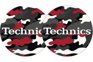 Alfombrillas Technics Logo DJ, fieltro (par, negro militar/rojo con estampado de logotipo blanco) - Imagen 1 de 4