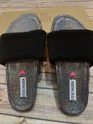 Steve Madden Niñas Grandes JSHEAR Imitación Deslizable Parte Inferior Dura Sandalias Negras Talla 3 M EE. UU. Foto 1 de 4