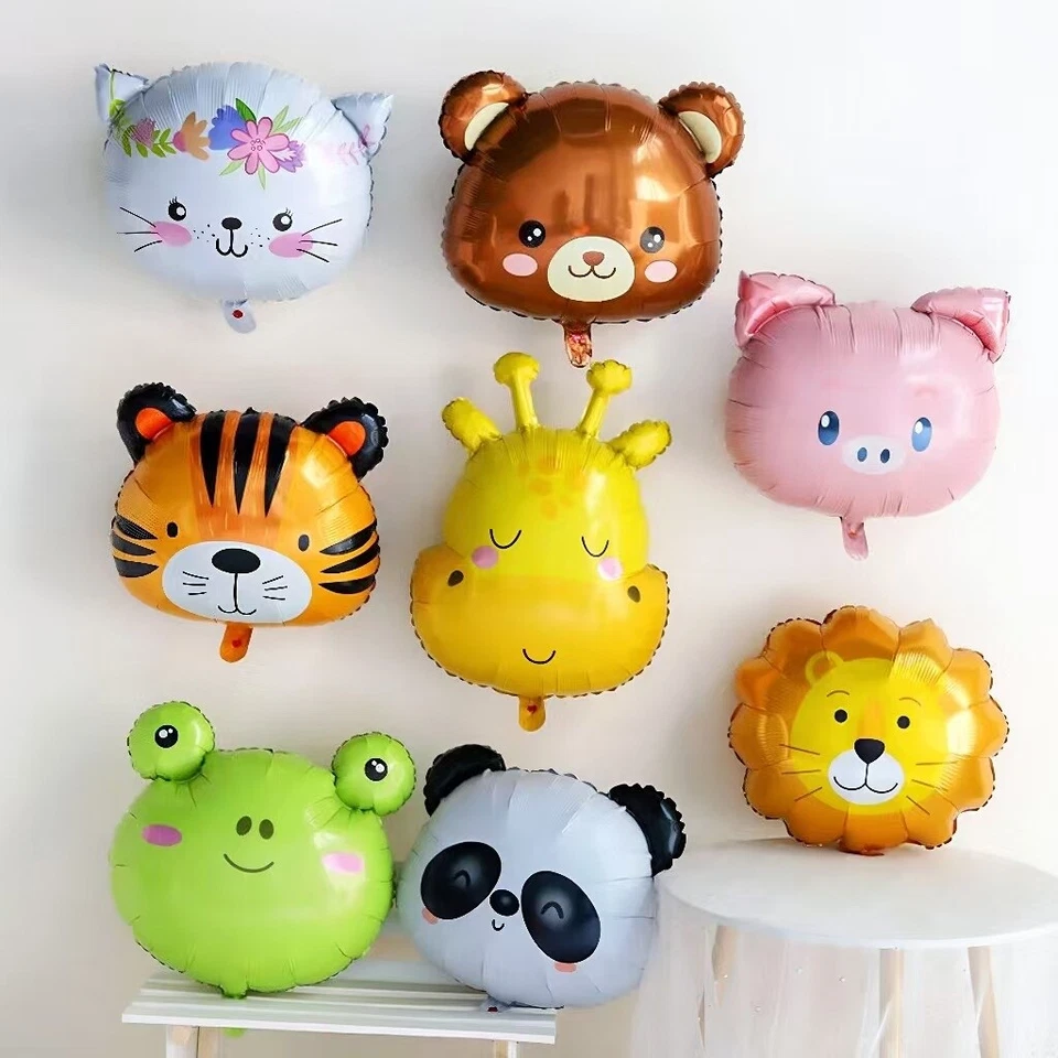 Animal Head Foil Balloon Jungle Party Cute Decoration Tiger  Bear Giraffe Panda - image 1 of 1