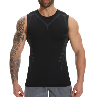 Hombres Camisa de Compresión Versión Forma Iónica Chaleco Sin Mangas Camiseta sin Mangas Deportiva S-2XL Foto 1 de 4
