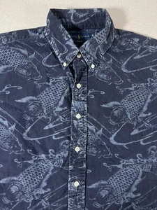 Ralph Lauren Herren Kurzarm Hemd Blau XL Slim Fit Fisch 358 - Bild 1 von 7