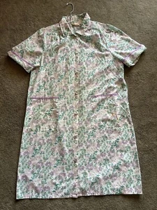 Vintage 80s Paisley Floral House Coat Dress Womens Large Old Grandma Style - Picture 1 of 21