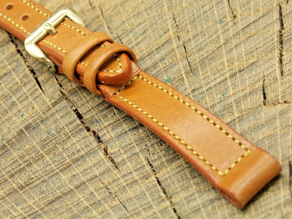 Correa de reloj Cyma 11 mm de piel de becerro tostada para damas con hebilla de tono dorado vintage nueva de colección sin usar Foto 1 de 4