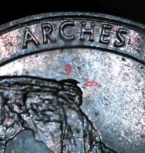 SN540 2014 D Washington Quarter Error Die Chip Above Utah Arches Arch - Picture 1 of 4
