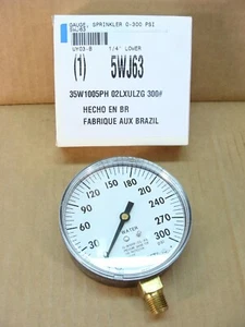 NEW Ashcroft 5WJ63 3 5/8" 300 psi water sprinkler gauge 1/4 NPT 35W1005PH - Picture 1 of 5