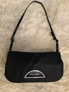 Schöne Christian Dior Tasche schwarz Maris Pearl Logo Nylon - Bild 1 von 14