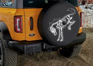 Ford Bronco 37-in Spare Tire Cover with Backup Camera Hole white print US-made - Picture 1 of 11