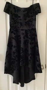 Windsor Women’s Black Off the Shoulder Dress Velvet Hi Low Size M - Picture 1 of 10