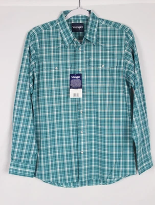 牧马人男孩经典西部衬衫按扣 XL 长袖蓝绿色 112337468 — 第 1/4 张图片