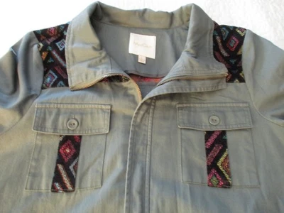 Modcloth Size Large Jacket Anorak Utility Dull Green Zip Up Cinch Waist Pockets - Image 1 of 4