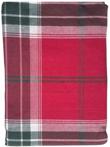 St Nicholas Square Red Holiday Plaid Tablecloth 70" Round - Picture 1 of 3