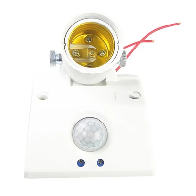 E27 Infrared Motion PIR Sensor Automatic LED Light Lamp Holder Switch White - Image 1 of 4