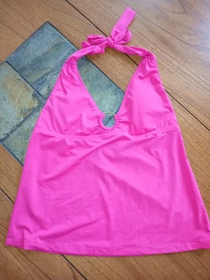 Bisou Bisou Mujer Grande Rosa Caliente Cuello Halter Natación Top Tankini Anillo Metal Nuevo con Etiquetas Foto 1 de 4
