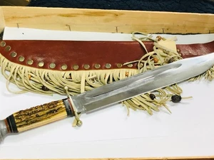CUCHILLO BOWIE VINTAGE Rehwappen XXXL CIERVO HORNE SOLINGEN ALEMANIA USADO - Imagen 1 de 6