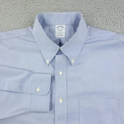 Brooks Brothers Shirt Mens 17.5 34 Light Blue Regent Non Iron Supima Cotton - Image 1 of 4