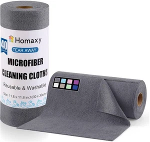 Microfiber Cleaning Cloth Roll, 40 Pack Reusable Tear Away Towels, 11.8" x 11... - Picture 1 of 8