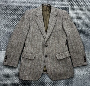 Vintage 80s Richard Thomas Garden City Herringbone Tweed Sports Jacket USA 38‑40 - Picture 1 of 18