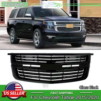 For 2015-20 Chevrolet Chevy Tahoe/Suburban Front Upper Gloss Black Grille Grill — 第 1/4 张图片