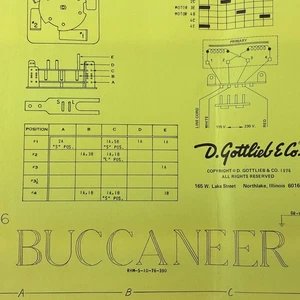 Máquina de Pinball Gottlieb Buccaneer Juego Manual Esquemas ORIGINAL - Imagen 1 de 3