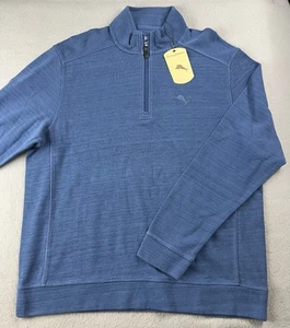 TOMMY BAHAMA Men's Half-Zip Long Sleeve Sweater Pullover Dockside Blue Sz M NWT - Picture 1 of 9