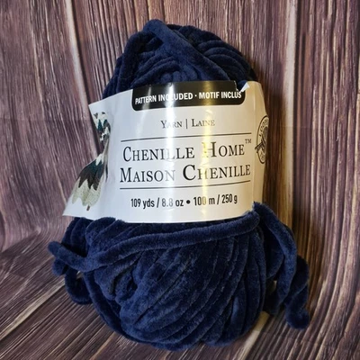 Loops & Threads Chenille Home Maison Yarn CH27 Blue Navy Jumbo Weight 109 yards - Image 1 of 4