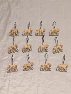 Ganchos de ducha/cortina con forma de animal leopardo guepardo en la selva de safari 12 un. - Imagen 1 de 7