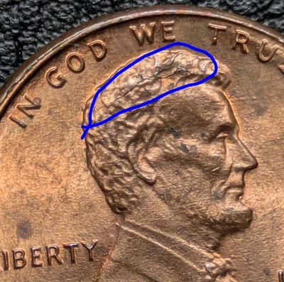 1983 1c Memorial Cent Die Crack(S) Error & Strike Through Grease Mint Errors - Image 1 of 4