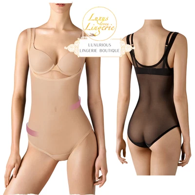 Cuerpo formador de tul de Wolford 34 piel desnuda negro moldeador transparente Foto 1 de 2