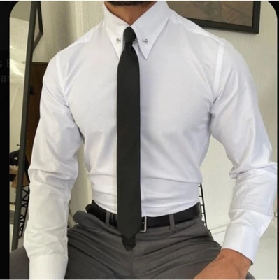 Винтажный однотонный черный узкий шелковый галстук Lord & Taylor 2 1/4 дюйма x 52 дюйма рокабилли б/у в отличном состоянии - Изображение 1 из 4