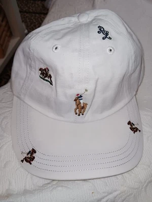 POLO RALPH LAUREN MEN'S CLASSIC "RL" WHITE ALL OVER LOGOS CAP HAT OSFA $49 NWT - Image 1 of 4
