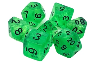 Dice And Gaming Accessories Polyhedral Rpg Sets Yellow And Green Galaxy - Green - Picture 1 of 1
