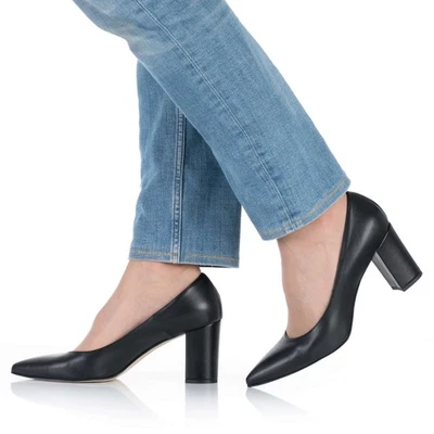 high feelings Pumps Blockabsatz 8 - 10 cm Übergröße 42 - 47 Nappaleder Schwarz - Bild 1 von 4