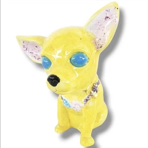 Colorful Yellow Chihuahua dog, ceramic figurine , hand painted Hand made - Picture 1 of 2