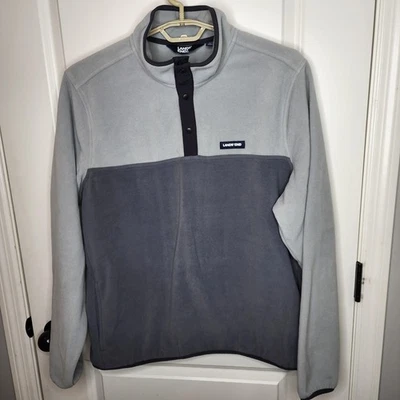 Lands End Fleece Pullover Mens Extra Large Gray Colorblock Snap Mock Neck - Image 1 of 4