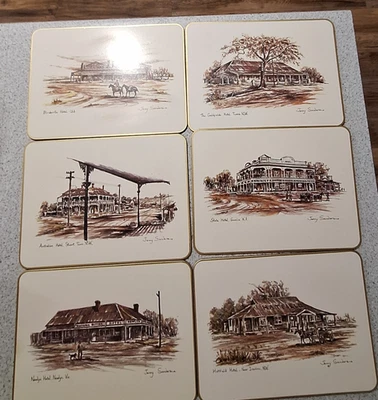Vintage Jason Set 6  Placemats Cork Back with Australian Pioneer Artwork - Image 1 of 4