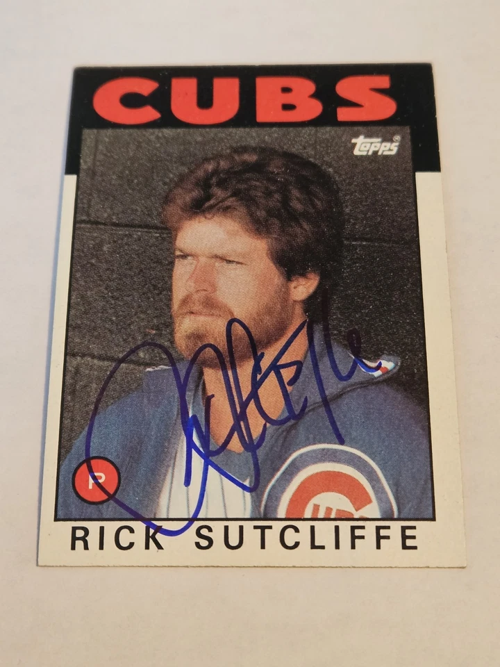 Tarjeta de béisbol firmada automática Rick Sutcliffe 1986 Topps #330 Chicago Cubs JSA 540 Foto 1 de 2