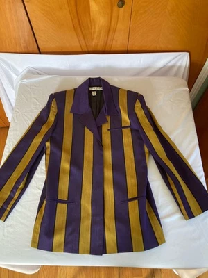 Chaqueta Tahari Vintage A Medida Dorado Y Púrpura Rayas Talla 10 Foto 1 de 4