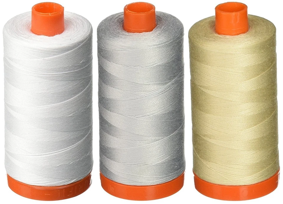 3-PACK - Aurifil 50WT - White + Dove + Light Beige, Solid - Mako Cotton Threa... - Image 1 of 1